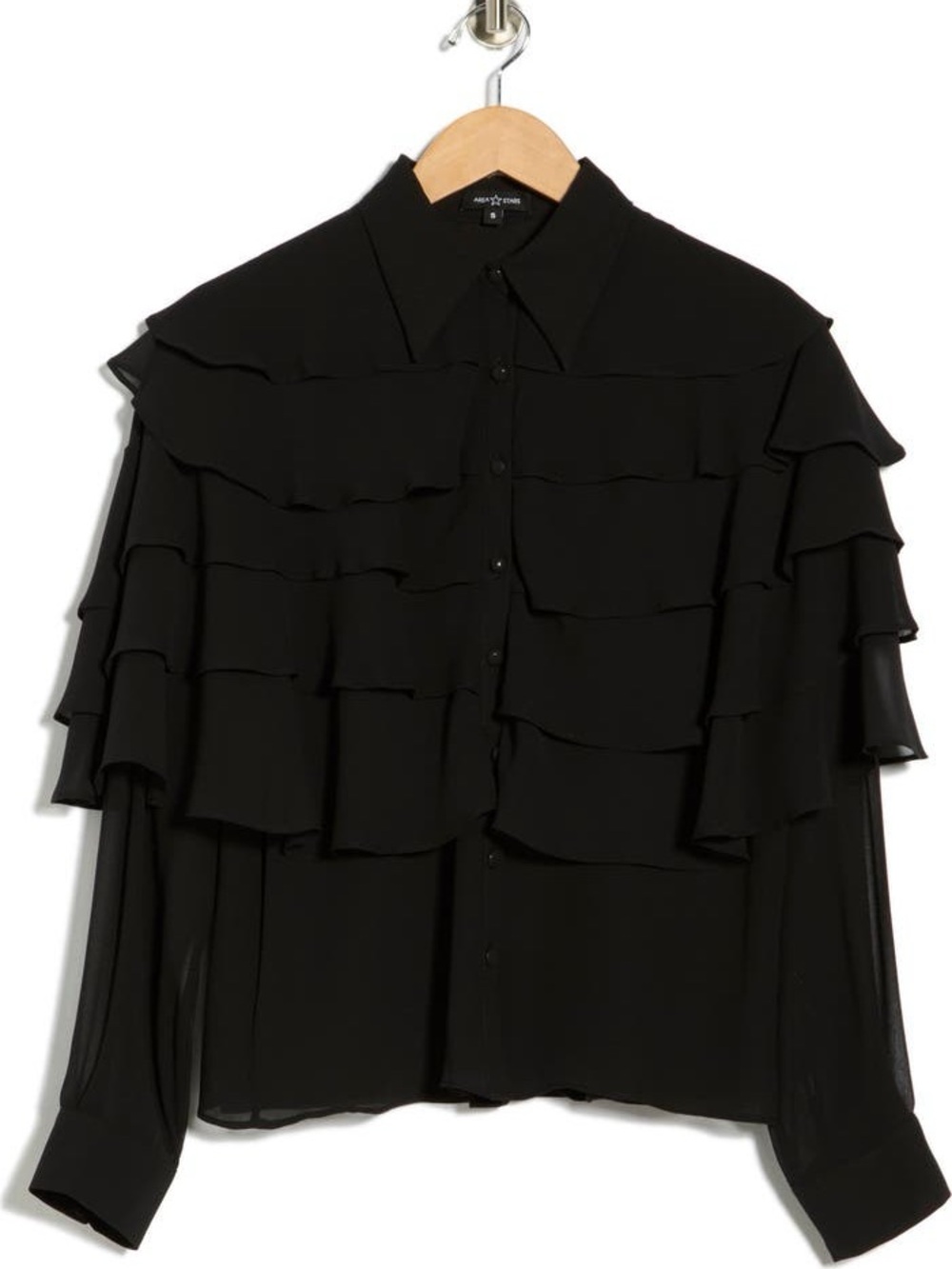 Area Stars Ruffle Long Sleeve Top Size Large - Picture 4 of 9